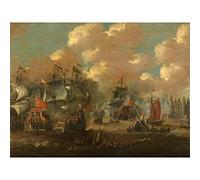 Van De Velde Naval Battle Between Dutch Swedish Fleets Large XL Wall Art Canvas Print Bataille nerlandais mur