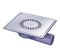 Van den berg siphon de sol en acier inoxydable, latéral et inférieur 50mm 20x20cm avec grille vissée 182201050