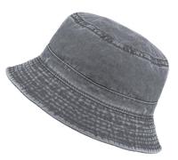 Van Der Rich ® - Chapeau de Seau en Pur Coton Bob Délavé Protection Solaire - Femme/Homme (Gris)