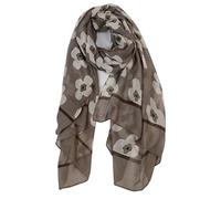 Van Der Rich ® - Foulard Mi-Saison en qualité Coton-Viscose Motif Fleur 90cm*180cm - Femme (Taupe-2)