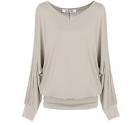 Van Der Rich ® - Haut Basic Blouse à Manches Longues - Femme (ML-Beige, XL)
