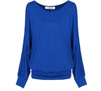 Van Der Rich ® - Haut Basic Blouse à Manches Longues - Femme (ML-Bleu Royal, M)