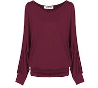Van Der Rich ® - Haut Basic Blouse à Manches Longues - Femme (ML-Bordeaux, L)