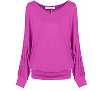 Van Der Rich ® - Haut Basic Blouse à Manches Longues - Femme (ML-Fuchsia, XL)