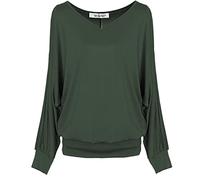 Van Der Rich ® - Haut Basic Blouse à Manches Longues - Femme (ML-Khaki, XXL)
