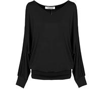 Van Der Rich ® - Haut Basic Blouse à Manches Longues - Femme (ML-Noir, M)