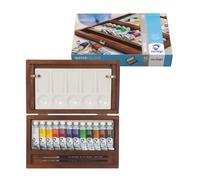 Royal Talens Van Gogh – Coffret aquarelles – boîte en bois, 12 tubes + 3 accessoires