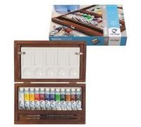 Royal Talens Van Gogh – Coffret aquarelles – boîte en bois, 12 tubes + 3 accessoires