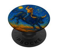 Van Gogh Bull Rider Cowboy Rodéo Western Riding Bull PopSockets PopGrip Adhésif