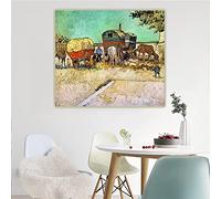 Van Gogh (campement de gitans avec caravanes) toile peinture à l'huile œuvre photo mur décoration de la maison affiches imprime 30x45 cm sans cadre