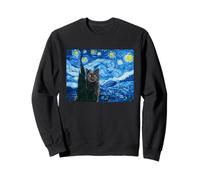 Van Gogh Chat Nuit Étoilée Art Chat Amoureux Peinture Humour Vibe Sweatshirt