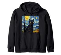 Van Gogh Chat Nuit étoilée pour Les Amoureux des Chats, Maman et Papa Chat Sweat à Capuche