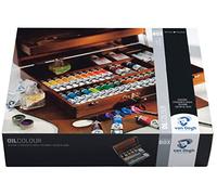 Royal Talens Van Gogh – Coffret peinture à l'huile 32×20ml + 2×60ml, accessoires, boîte bois
