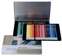 Van Gogh Crayons Set de crayons de couleur aquarellables 60 couleurs - Pigments résistants à la lumière - Bois de cèdre issu de forêts gérées de manière responsable - Couleurs intenses Pose facile