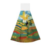 Van Gogh Fields Lingettes absorbantes en velours corail à suspendre pour cuisine, salle de bain, camping, extérieur et plus encore