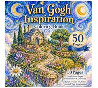 Van Gogh Inspiration Coloring Book: Cozy Floating Cottage: 50 Dreamy Floating Islands, Cozy Cottages, Flower Gardens and Whimsical Landscapes for Adults and Teens
