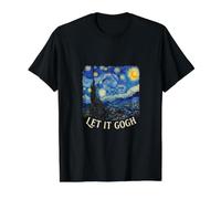 Van Gogh Let It Gogh Starry Night Peinture Art Pun T-Shirt Graphique avec Valeur, Homme, Noir, XL