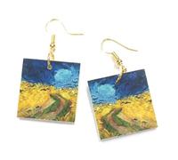 Van Gogh Lunix Boucles d'oreilles "Campo di Grao" - Artisanal - Bijoux Artistiques Colorés Légers - Idée Cadeau Amoureux Art Découpage