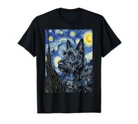 Van Gogh Nuit étoilée Chien Terrier écossais Art T-Shirt