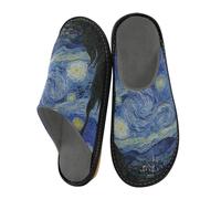 Van Gogh Pantoufles douces et chaudes en mousse à mémoire de forme antidérapantes et résistantes à l'eau pour intérieur et extérieur Motif nuit étoilée Bleu, 01, 38.5/39 EU
