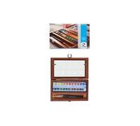 Royal Talens Van Gogh – Set de peinture aquarelle – boîte en bois, 24 demi-plats, 3 accessoires