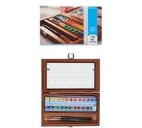 Royal Talens Van Gogh – Set de peinture aquarelle – boîte en bois, 24 demi-plats, 3 accessoires