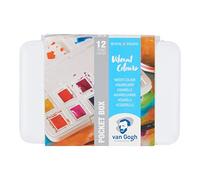 Van Gogh Set de peinture aquarelle, boîte de poche en plastique, 12 demi-pans Sélection de couleurs vibrantes