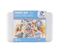 Van Gogh Set de peinture aquarelle, boîte de poche en plastique, 12 demi-plats Sélection de nuances de la nature