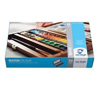 Van Gogh Set de peinture aquarelle, boîte en bois, 24 demi-plats + 3 accessoires