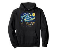 Van Gogh Starry Night Cat Artistic Moonlit Scene Cat Lover Sweat à Capuche