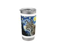 Van Gogh Starry Night Eurasian Lynx Wildcat Peinture Art Gobelet isotherme en acier inoxydable double paroi