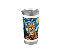 Van Gogh Starry Night Fox Peinture artistique Gobelet isotherme en acier inoxydable double paroi