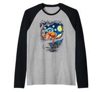 Van Gogh Starry Night Funny Cat Moonlit Scene Cat Lovers Manche Raglan