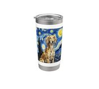 Van Gogh Starry Night Saluki Peinture d'art chien Gobelet isotherme en acier inoxydable double paroi