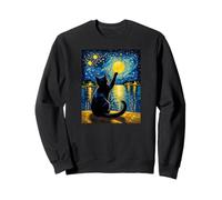 Van Gogh Starry Night Vintage Cat Moonlit Scene Cat Lovers Sweatshirt