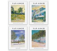 Van Gogh Summer decoration chambre ado fille Impressionist Prints of Restaurant de la Siréne & Set of 4 Summer Paintings Vangogh Bedroom Decor Van Gogh Decor decoration chambre fille (20cm x 25cm)
