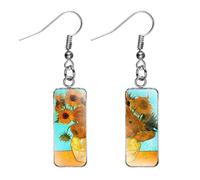 Van-gogh Tournesol Boucles d'oreilles Bijoux de fantaisie Série Artiste célèbre Boucles d'oreilles Cadeaux artisanaux