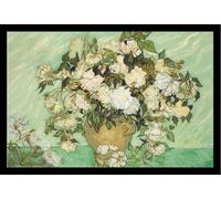 Van Gogh, Vincent - Poster - a Vase of Roses + cadre amovible, Shinsuke® Maxi MDF noir, vitre acrylique
