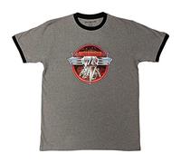 Van Halen Ringer T Shirt Circle Band Logo Nouveau Officiel Unisex Gris Size L