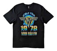 Van Halen World Tour '78 Homme T-Shirt Manches Courtes Noir L 100% Coton Regular/Coupe Standard