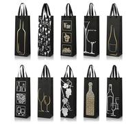 Van Henry Lot de 10 sacs cadeaux élégants pour bouteilles de vin, champagne, etc. 32,5 x 11 x 9 cm, Noir., Poche pour bouteille