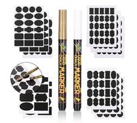 Van Henry Lot de 211 étiquettes décoratives pour tableaux noirs avec marqueurs à craie - Parfait pour pots de confiture, boîtes de conservation et boîtes à épices