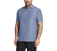 Van Heusen Big and Tall Air Chemise boutonnée à Manches Courtes en polyrayonne rayée Bas, Forever Blue, 4XL Grand Taille Homme
