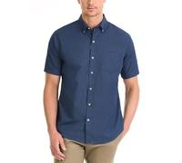 Van Heusen Chemise à carreaux boutonnée à manches courtes et sans plis pour homme - bleu - Taille L