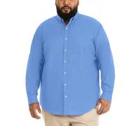 Van Heusen Chemise boutonnée à Manches Longues sans Plis Bas, Bleu Riviera, M Homme