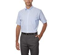 Van Heusen Chemise habillée à Manches Courtes Coupe Classique Oxford uni, Bleu, 5XL Homme
