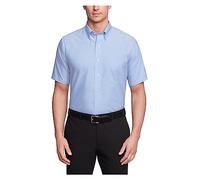 Van Heusen Chemises habillées à Manches Courtes pour Homme - Solide - Lot de 2 Hemden Kurzarm Oxford Solide, Bleu, 44 cm Cou