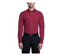 Van Heusen Dress Shirt Fitted Poplin Solid Chemise, Magenta, 17.5 Neck / 32-33 Sleeve Homme