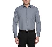 Van Heusen Poplin Regular Fit Solid Point Collier Dress Shirt Chemise, Gris, 44 cm col 86/89 cm Manche (XL) Homme