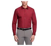 Van Heusen Dress Shirt Regular Fit Poplin Solid Chemise, Magenta, 47 cm Cou 81 cm-84 cm Manche Homme